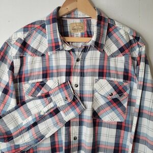 Roebuck & Co Heritage‎ Supply Co Plaid Western Shirt Mens XL Pearl Snap Buttons